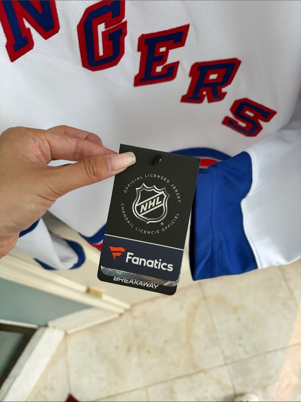 Fanatics New York Rangers White Jersey with Red and Blue Accents - Picture 4 of 4